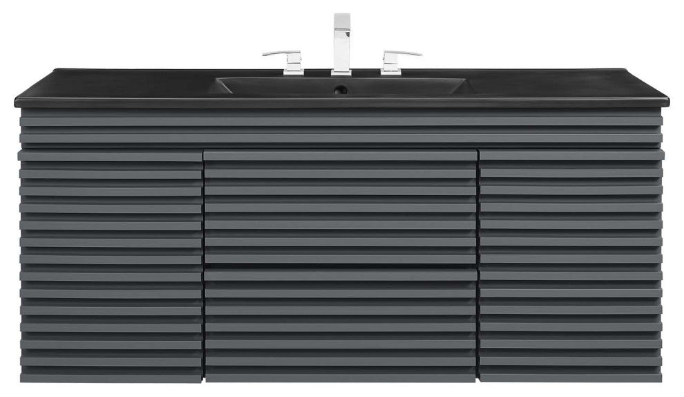 Render 48" Wall-Mount Bathroom Vanity, Gray Black