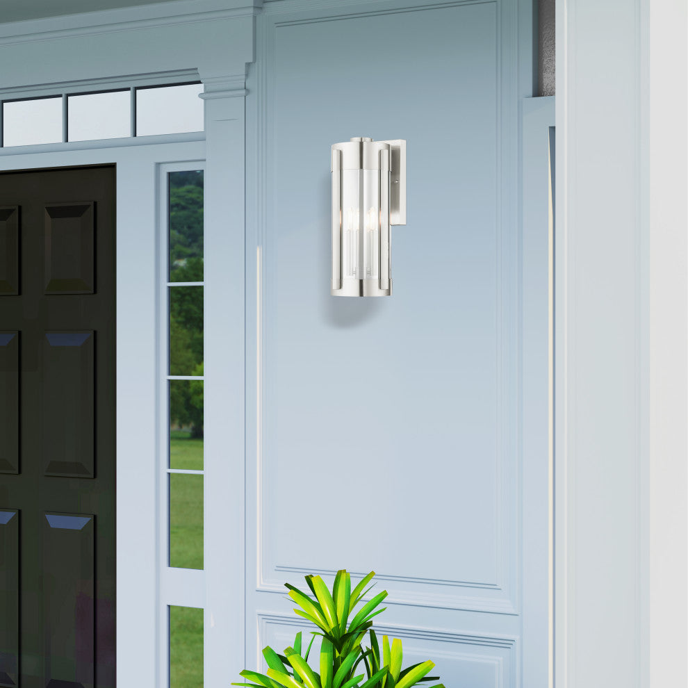 Livex Lighting Sheridan 3 Light Brushed Nickel Large Outdoor Wall Lantern