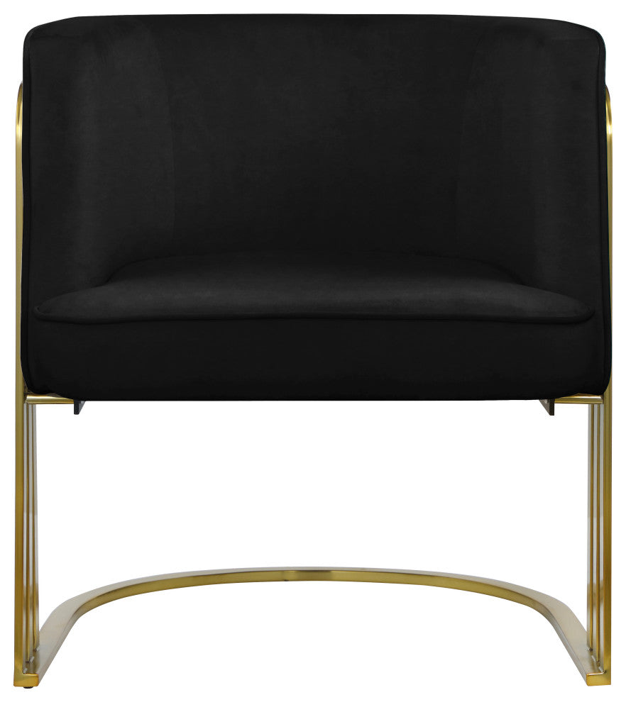 Rays Velvet Upholstered Accent Chair, Black
