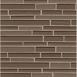 12"x13" Manhattan Gloss/Matte Random Interlocking Glass Mosaic, Ash