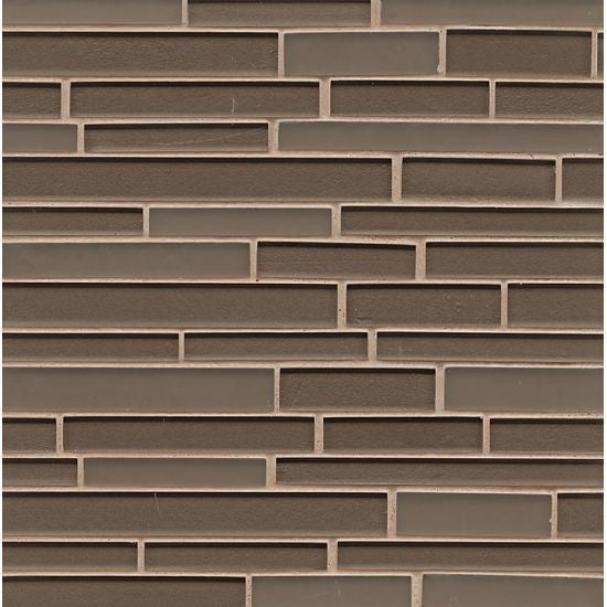 12"x13" Manhattan Gloss/Matte Random Interlocking Glass Mosaic, Ash
