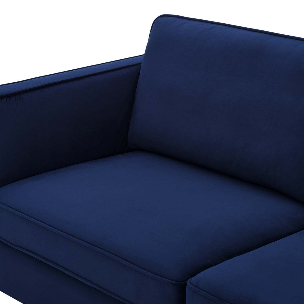 Sofa, Velvet, Dark Blue, Modern, Living Lounge Room Hotel Lobby Hospitality