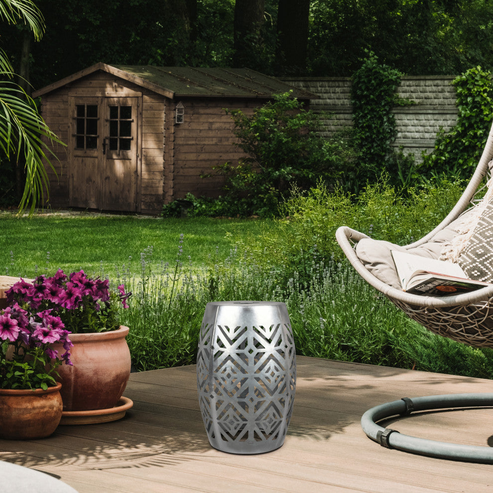 Outdoor Side Table Planter Stand, Silver
