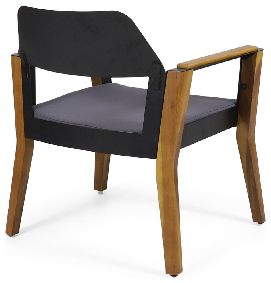 Brayson Outdoor Acacia Wood Club Chairs With Cushion, Set of 2