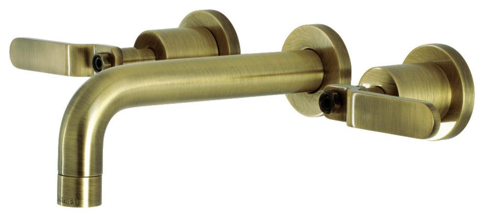Kingston Brass KS8123KL Two-Handle Wall Mount Bathroom Faucet, Antique Brass