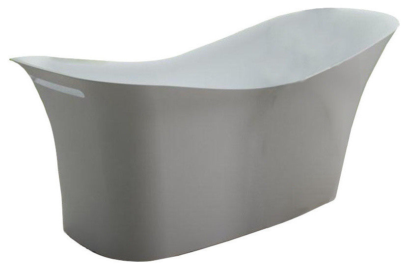 ADM Slippered Freestanding Bathtub, Glossy White, 74.4"