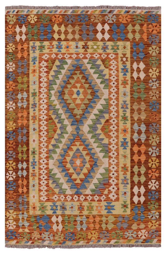 5' 5" X 6' 6" Reversible Flat Weave Kilim Rug Q8296