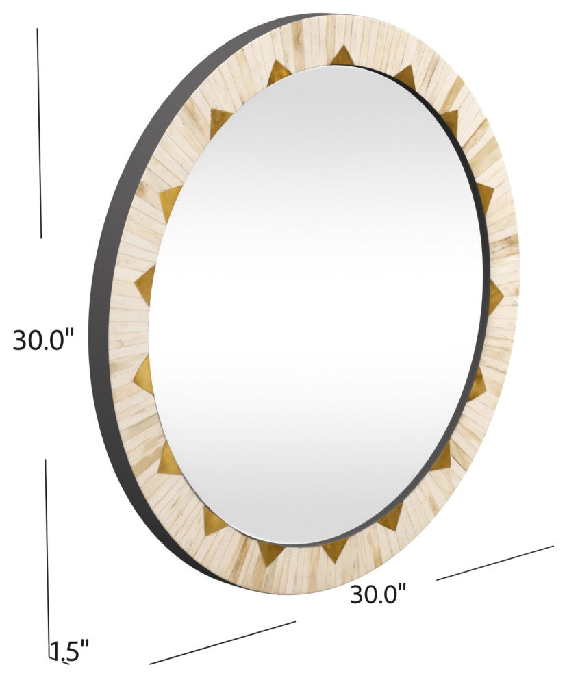 Global Wall Mirror - Gold /White Bone