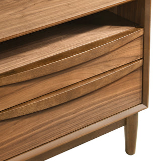 Artemio 2 Drawer Wood Nightstand With Shelf, Walnut Finish
