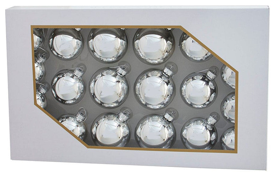 60-80MM Shiny Silver Glass Ball Ornaments, 20-Piece Set