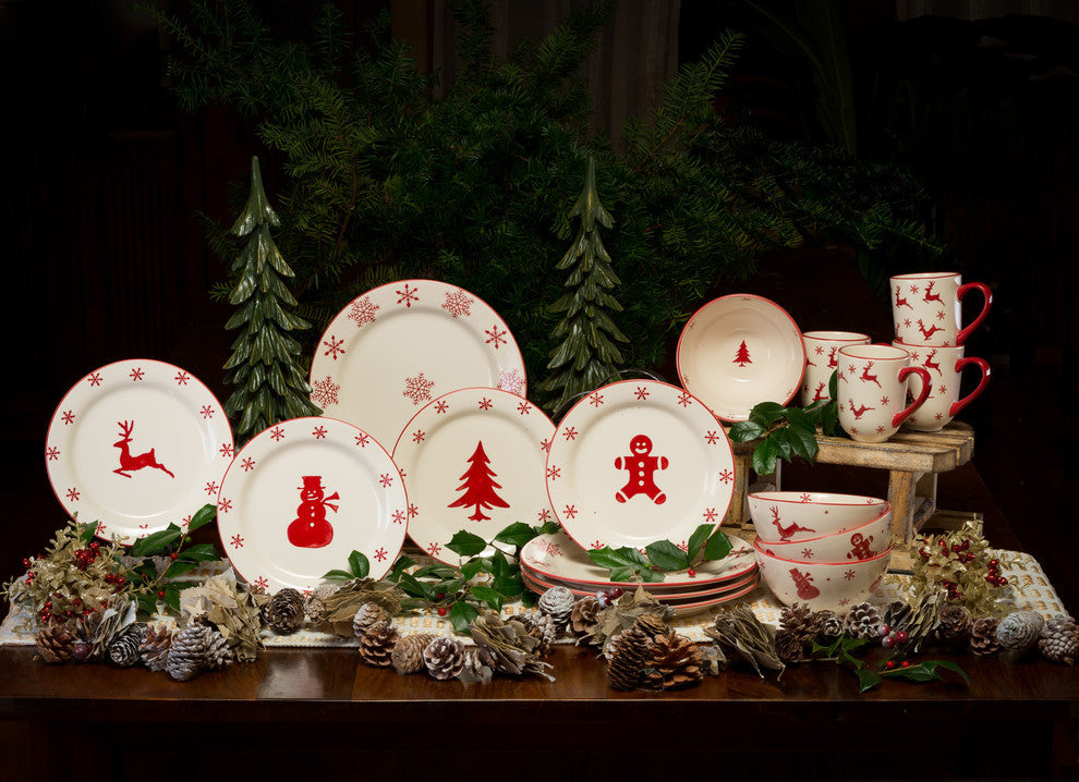 Euro Ceramica Winterfest 16 Piece Dinnerware Set