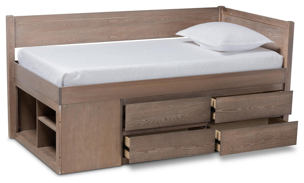Buford Modern Farmhouse 4-Drawer Twin Size Storage Bed