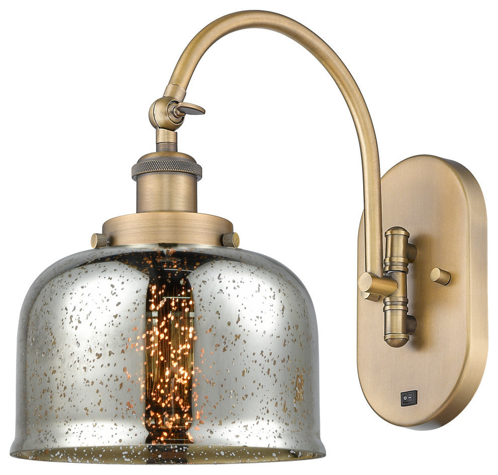 Bell Sconce, Brushed Brass, Silver Plated Mercury, Silver Plated Mercury