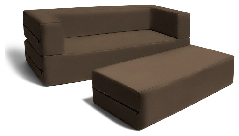 Zipline Big Kids Modular Sofa and Ottoman, Chocolate