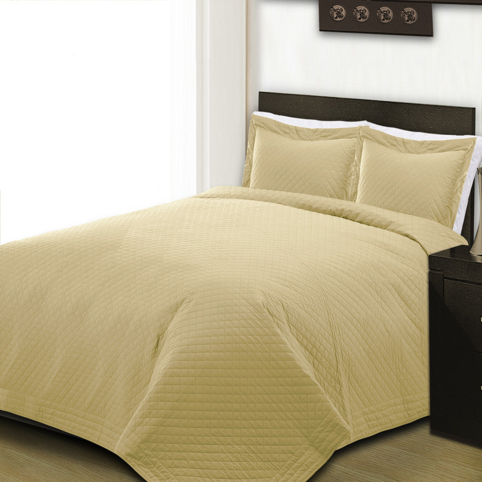 Cottonpure 100% Cotton Diamond Quilt , Wheat, Twin