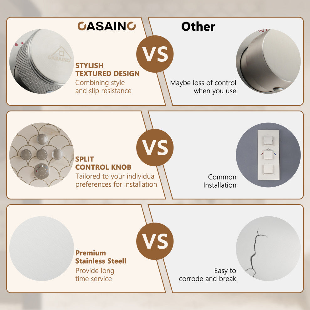 12inch Adjustable Shower Head With Shelf and Spray Gun Function, Brushed Nickel