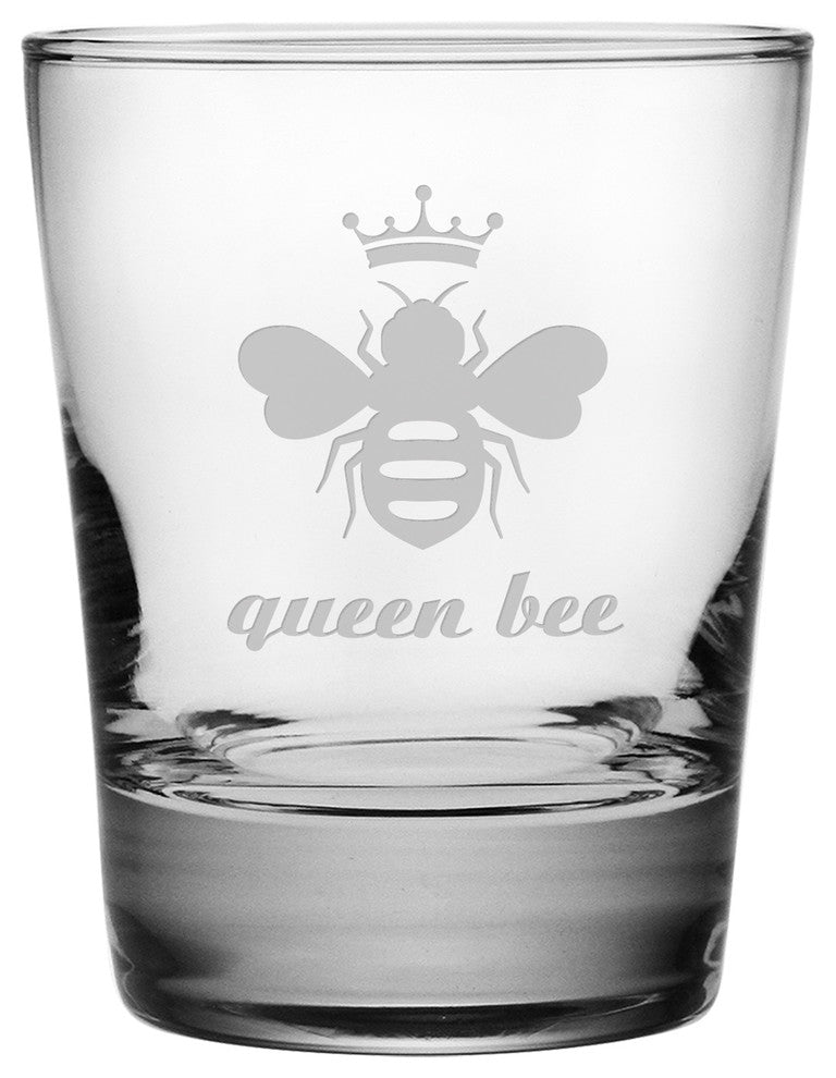 "Queen Bee" Double Old Fashioned Glasses, Set of 4
