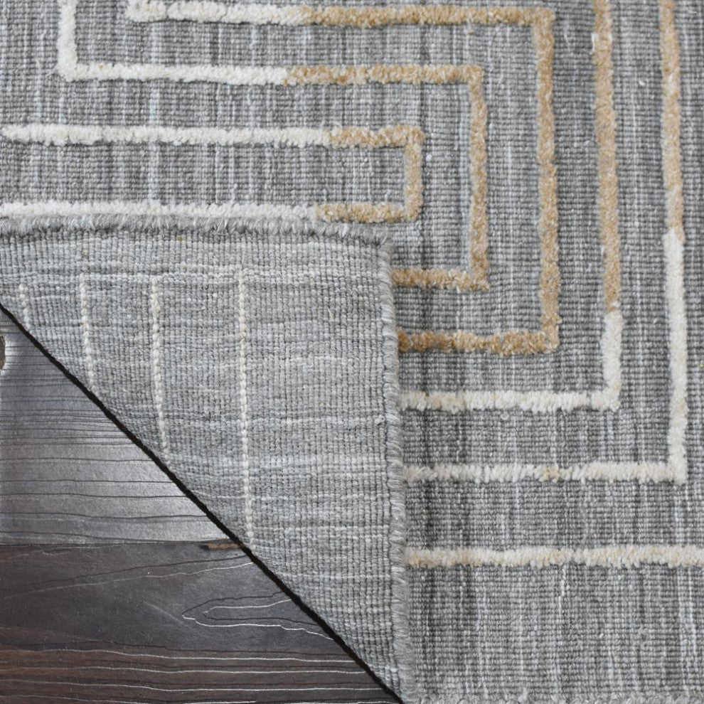 HAND WOVEN FLAT WEAVE KILIM POLYESTER RUGS -Rectangle,Gray Multicolor,Geometric, [Runner] 2'6''x10'