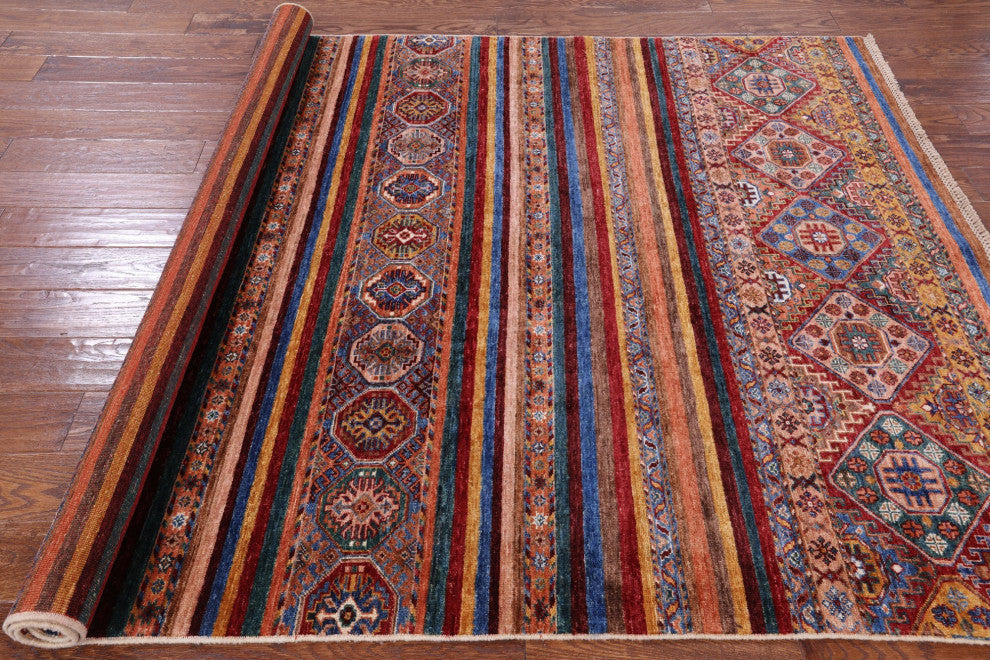 5' 7" X 7' 10" Khorjin Super Kazak Handmade Rug Q7443