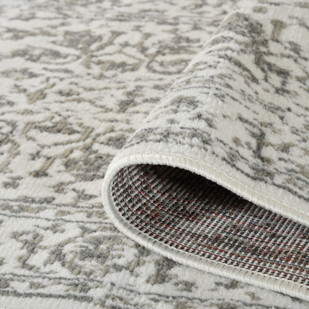 Alpine Fany Power-Loomed Polypropylene Area Rug, Light Gray, 6'7"x9'