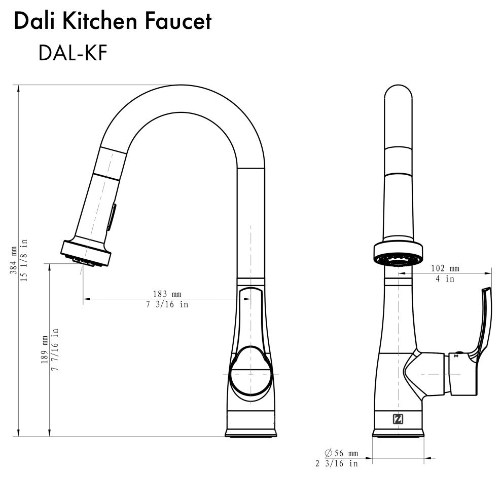 ZLINE Dali Kitchen Faucet in Chrome (DAL-KF-CH)