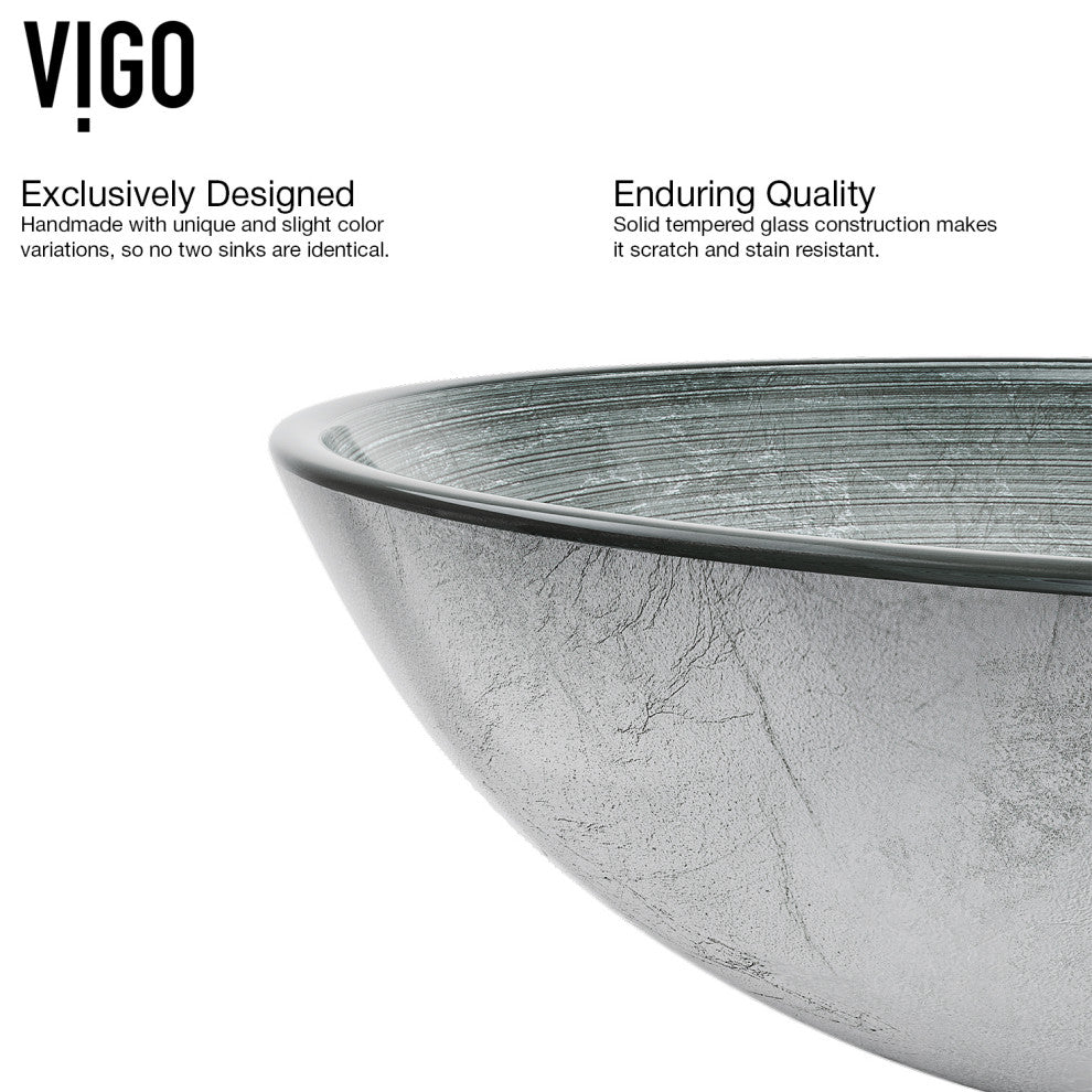 Giovanni 17"L x 17"W Glass Vessel Sink and Niko 11"H Faucet Set