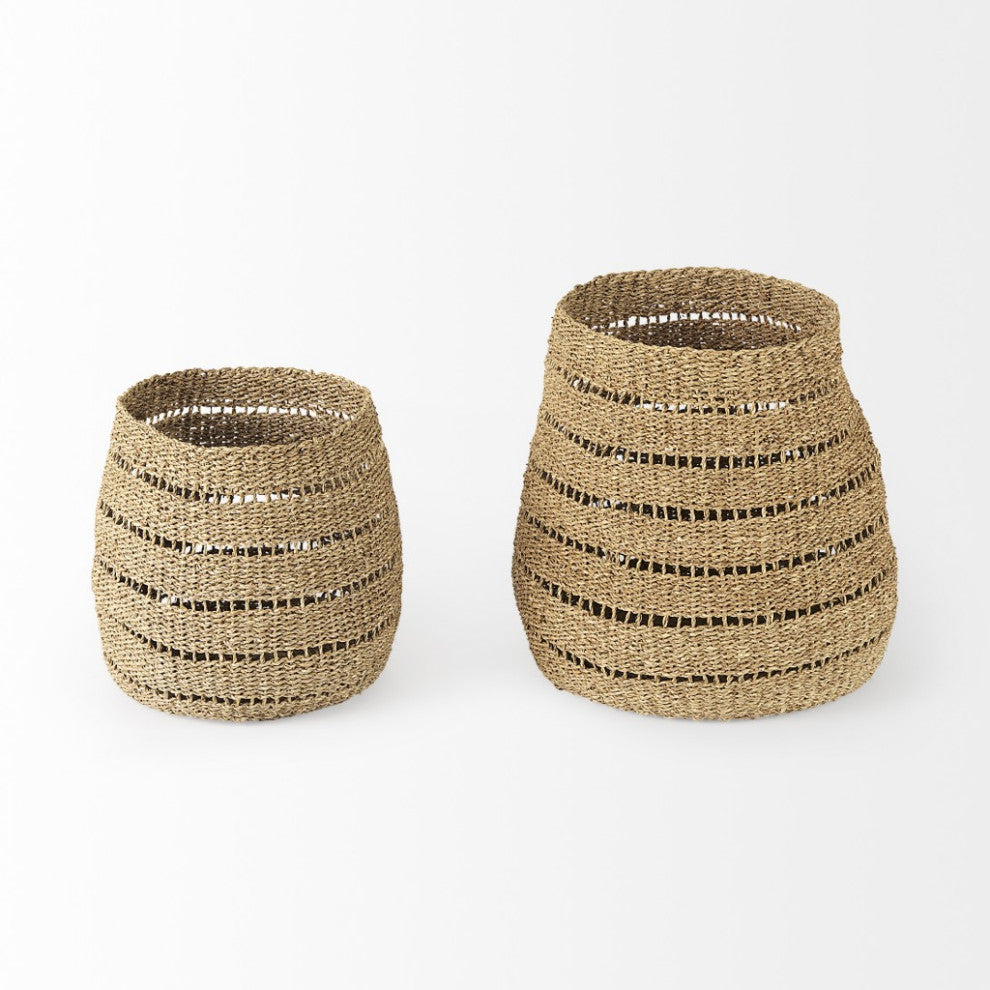 Set of Two Woven Wicker Storage Baskets