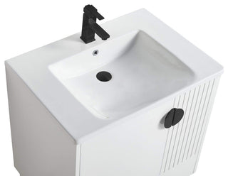 Venezian Single Bathroom Vanity, White, 30", Black Handles, One Sink