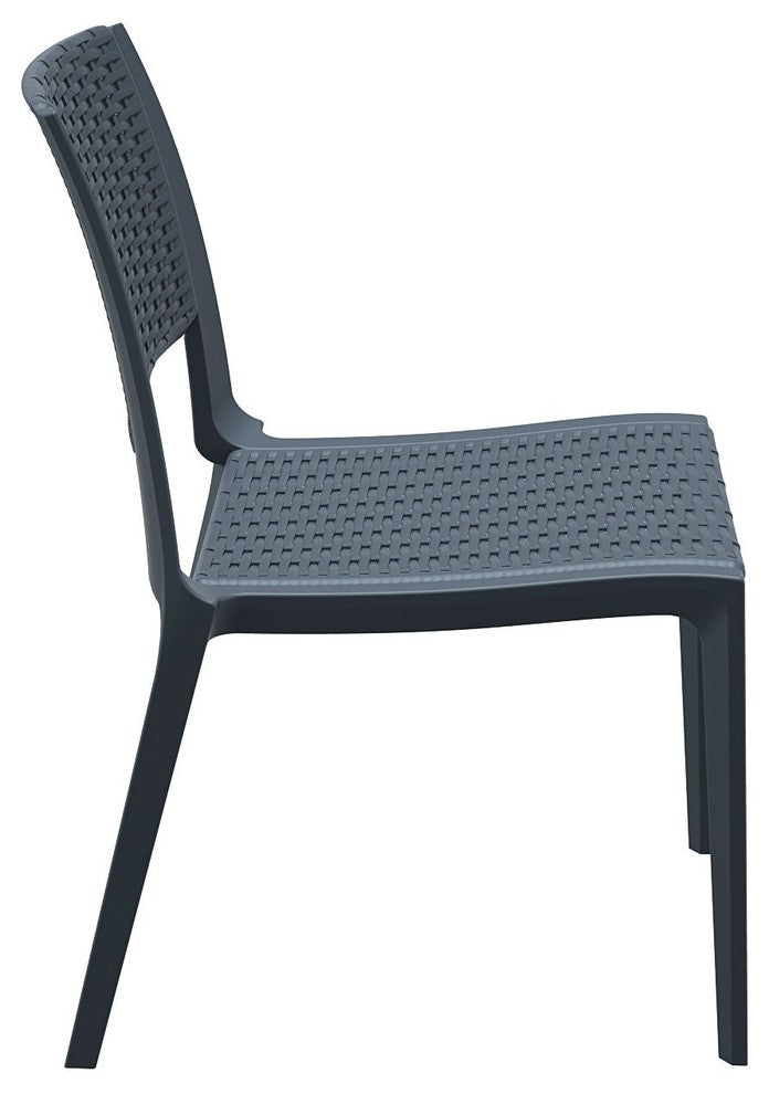 Verona Resin Wickerlook Dining Chair, Dark Gray