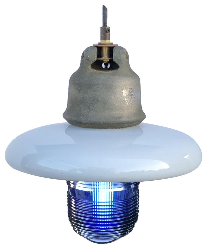 Suspension Insulator Runway Globe Lantern Pendant, Cobalt Blue
