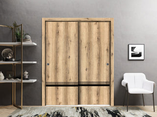 Bypass Doors 48 x 96 | Planum 0012 Oak with  | Sturdy Rails