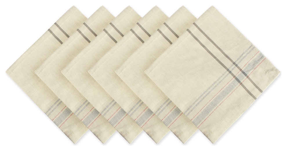 DII Gray French Stripe Napkin, Set of 6