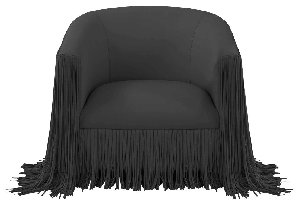 Shag Me Black Vegan Leather Swivel Chair
