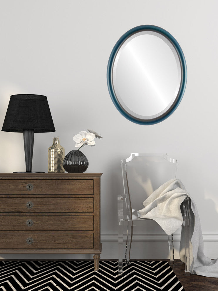 Pasadena Framed Oval Mirror, Royal Blue, 13"x17"