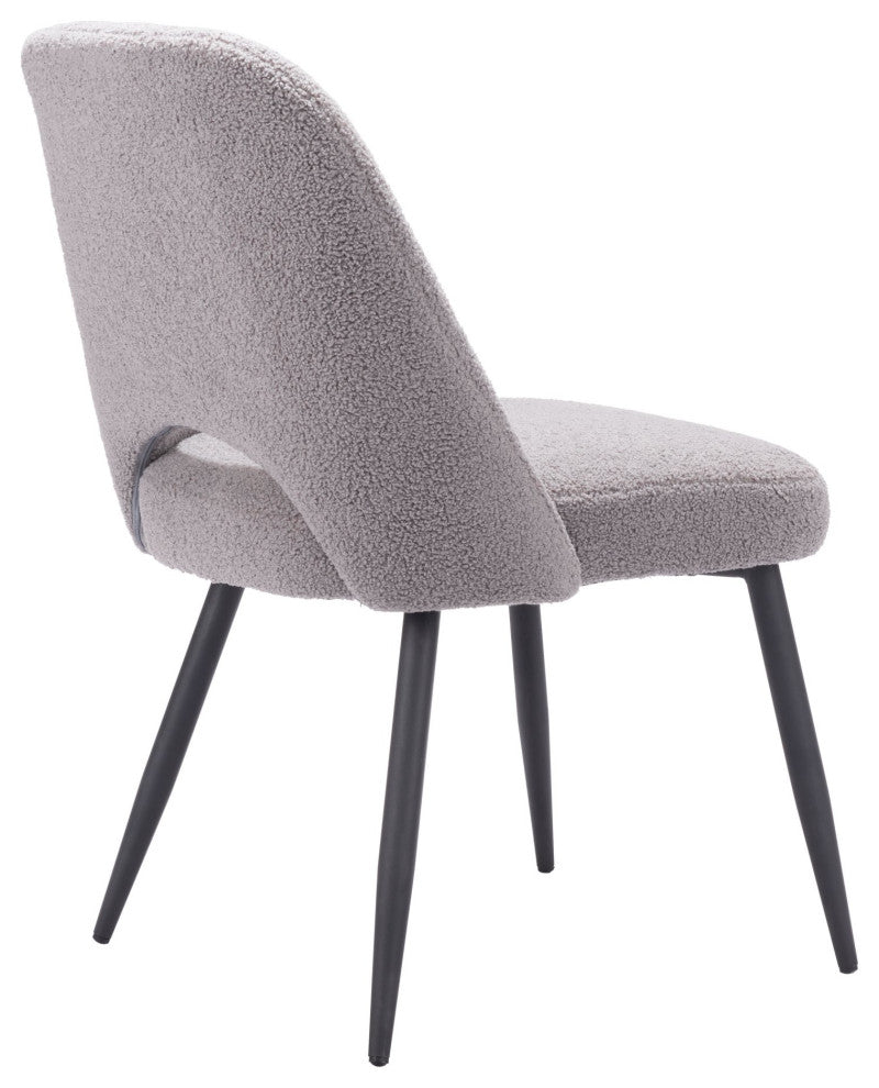 Dining Chair, Set of 2, Steel Metal, Fabric, Gray, Black, Cafe Bistro