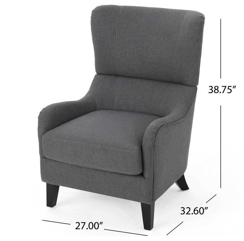 GDF Studio Quinn Navy Blue Fabric Sofa Chair, Charcoal