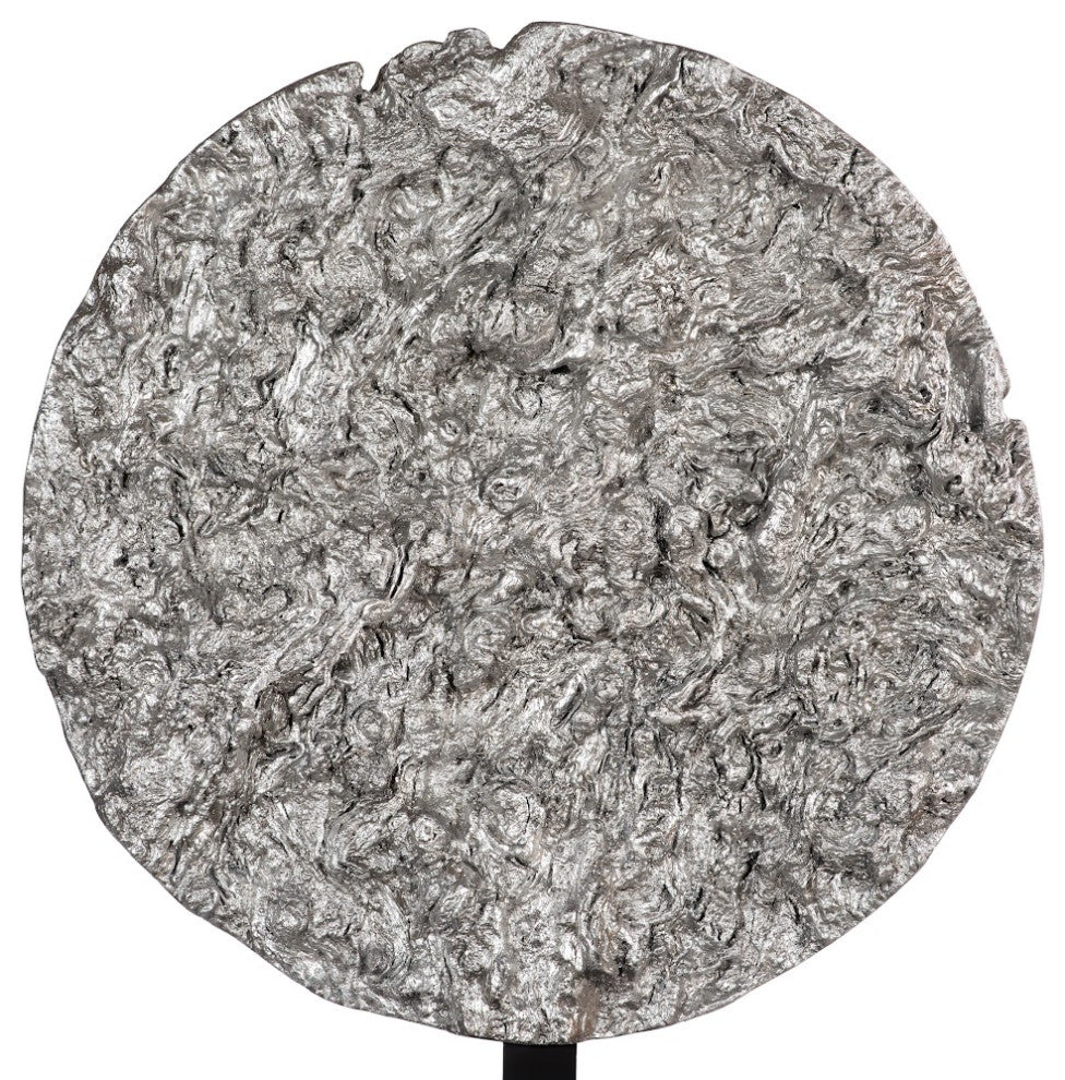 Cast Colossal Root On Stand Sculpture, Silver Leaf