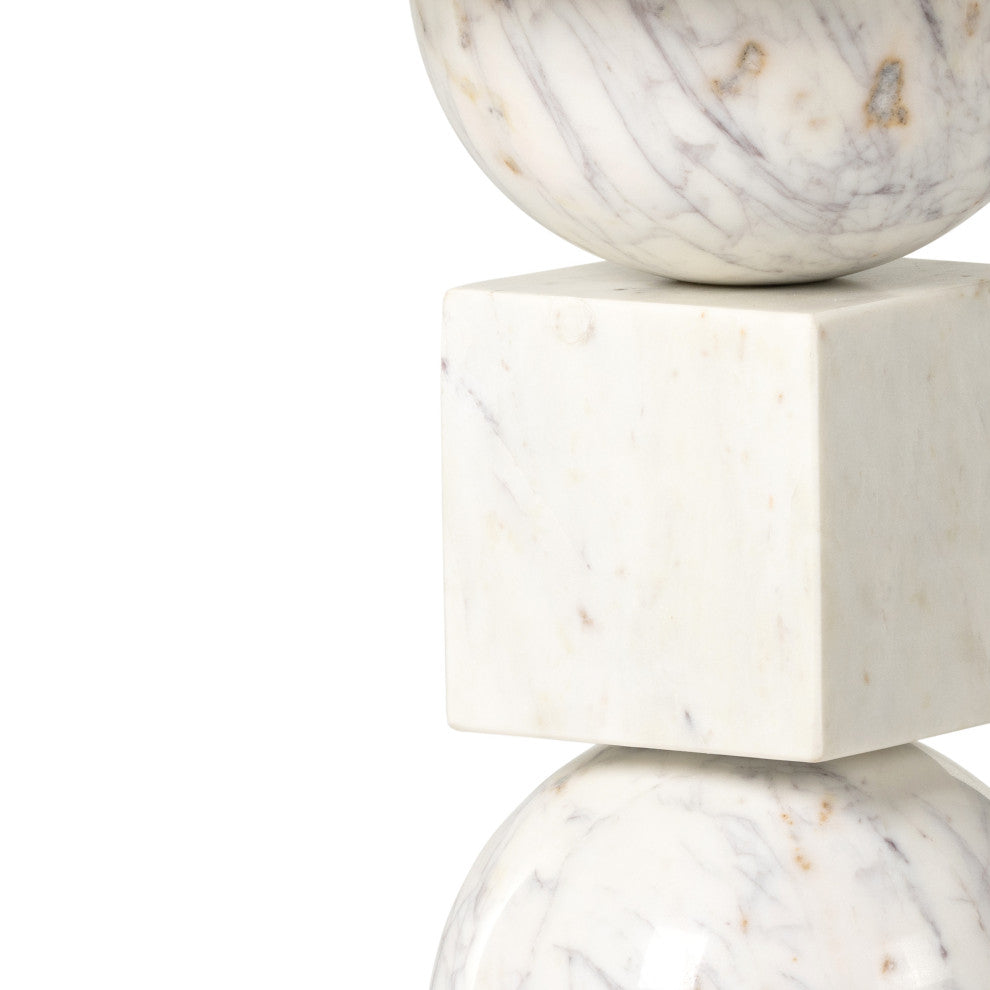 Neda End Table-Polished White Marble