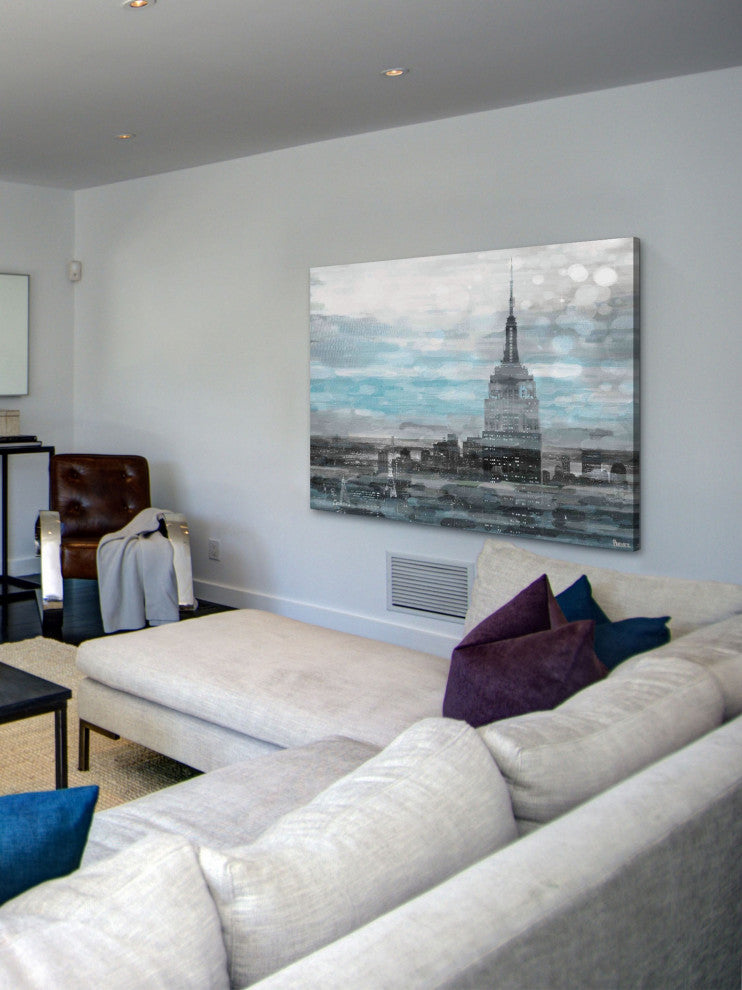 "Blue City Hues" Print on Canvas, 24"x16"