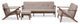 Bianca Mid-Century Walnut Wood Light Gray Fabric Tufted Livingroom Sofa Set