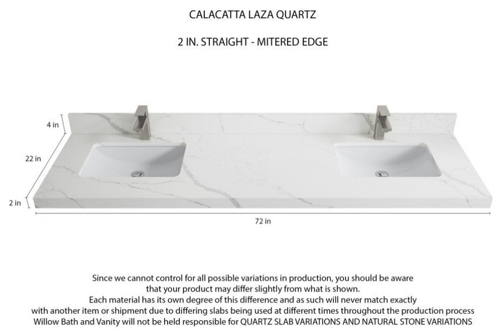 Parker 72 Double Sink Bath Vanity in Elephant Skin Gray  2" Calacatta Laza