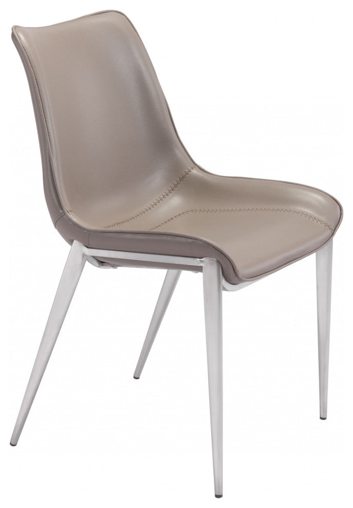 Stich Gray Faux Leather Side or Dining Chairs Set of 2 Chairs