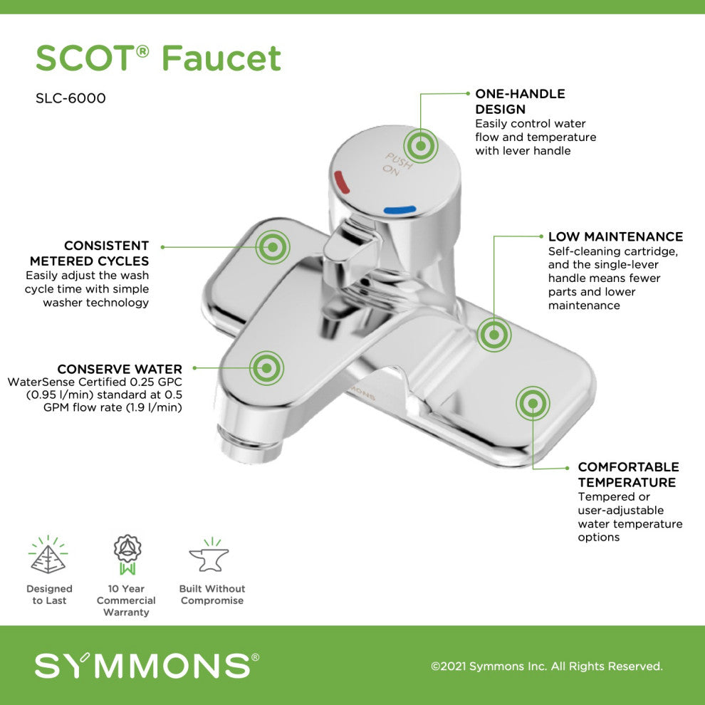 Scot Single Handle Centerset Metering Faucet, Chrome