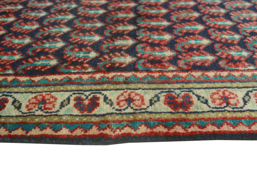 Fine Vintage Distressed Celio Navy/Beige Runner, 3'6x9'10