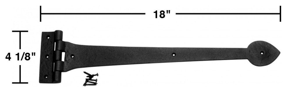 Door Gate Strap Hinge Black Wrought Iron Heart 18 inches