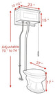Light Oak High Tank Pull Chain Toilet Raised with Elongated Bowl & Satin L-Pipe