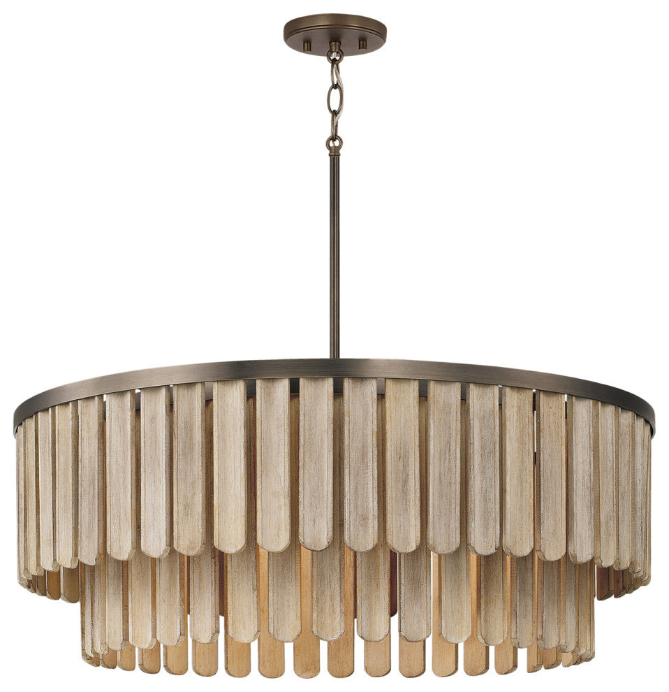 Capital Lighting 355661 Jada 6 Light 30"W Wood Pendant - Dark Brass