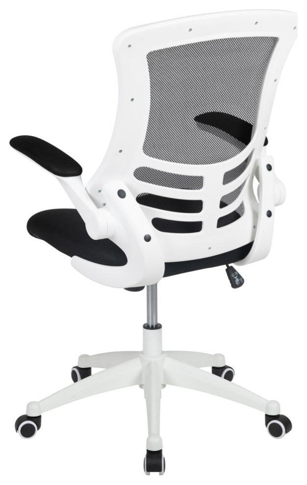 Mid-Back Black Mesh Swivel Ergonomic Task Office Chair with White Frame and...