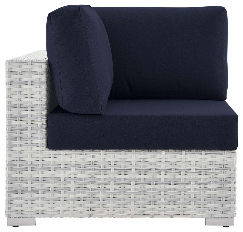 Convene Outdoor Patio Corner Chair Light Gray Navy