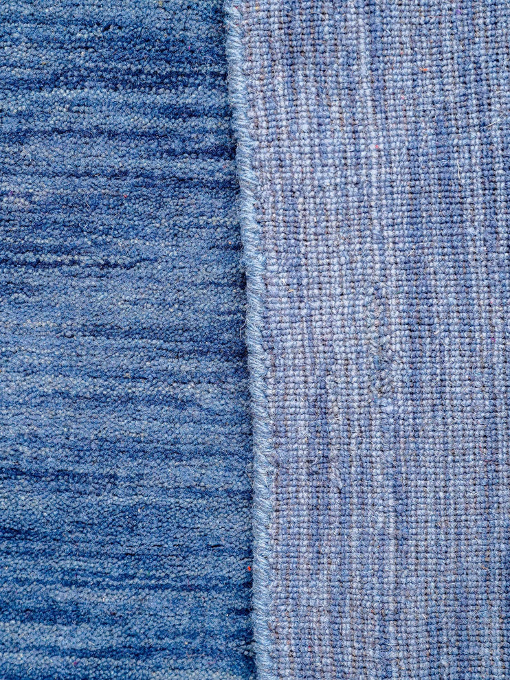 HAND KNOTTED LOOM WOOL ECO-FRIENDLY AREA RUGS - Blue, Solid Plain Design, [Rectangle] 8'x10'